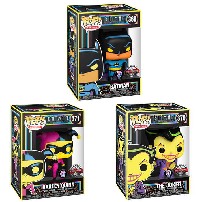 Funko Pop! Batman #369 - The Joker #370 - Harley Quinn #371 [ BlackLight ]  Set