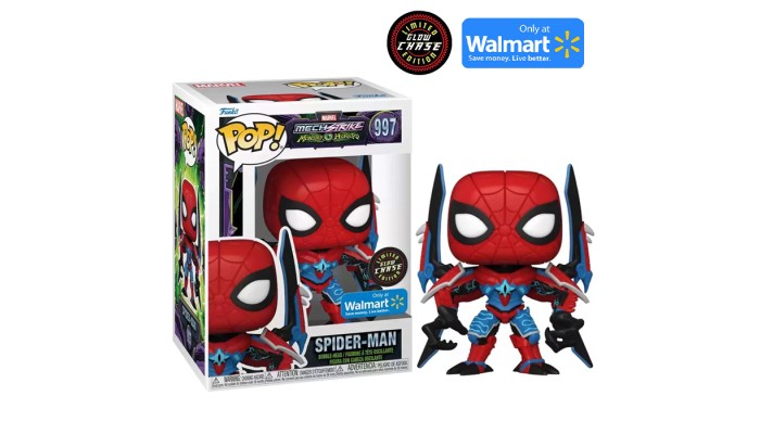 Funko POP! Marvel Mech Strike Monster Hunters CHASE Spider-Man #997 [Glows  in the Dark] Exclusive